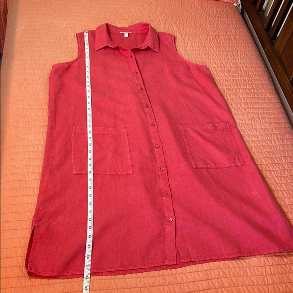 Eileen Fisher Organic Linen Collar Garment-Dyed Shirt Dress Grenadine size Large - Picture 9 of 12